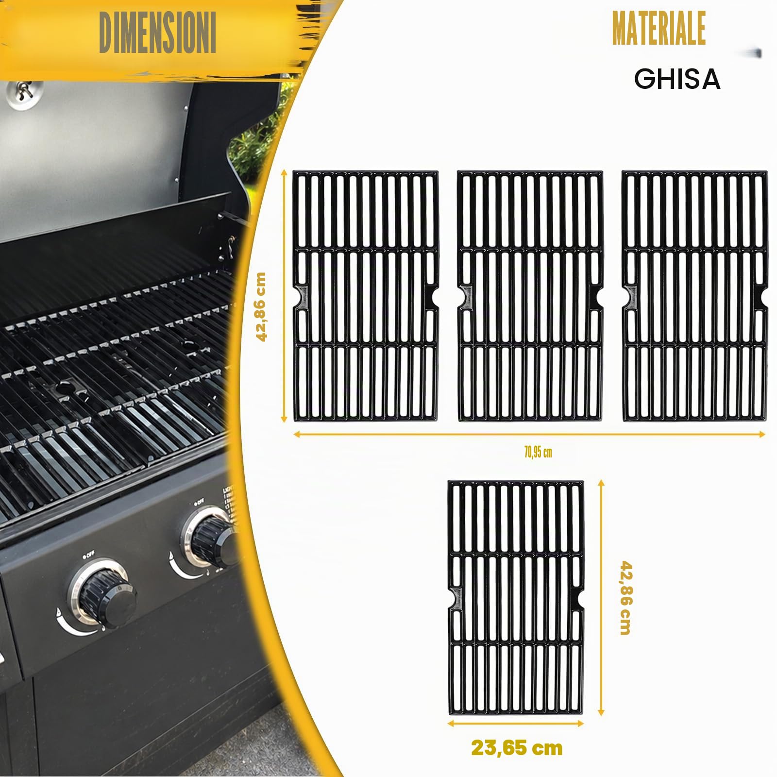 Bar.B.Q.S griglia di ricambio in ghisa 68763 per modelli selezionati di barbecue a gas: Charbroil, Kenmore e altre, set da 3 pezzi