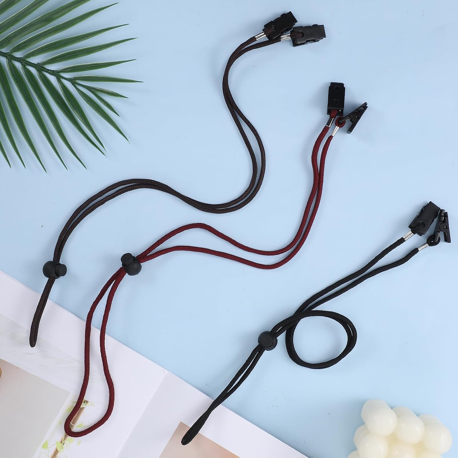 3 Pcs Bib Clips, Adjustable Napkin Clip Dental Clips with Neck Chains 33.4 Inches Bib Holder Lanyard Neck Strap Clip for Seniors Elderly Adults