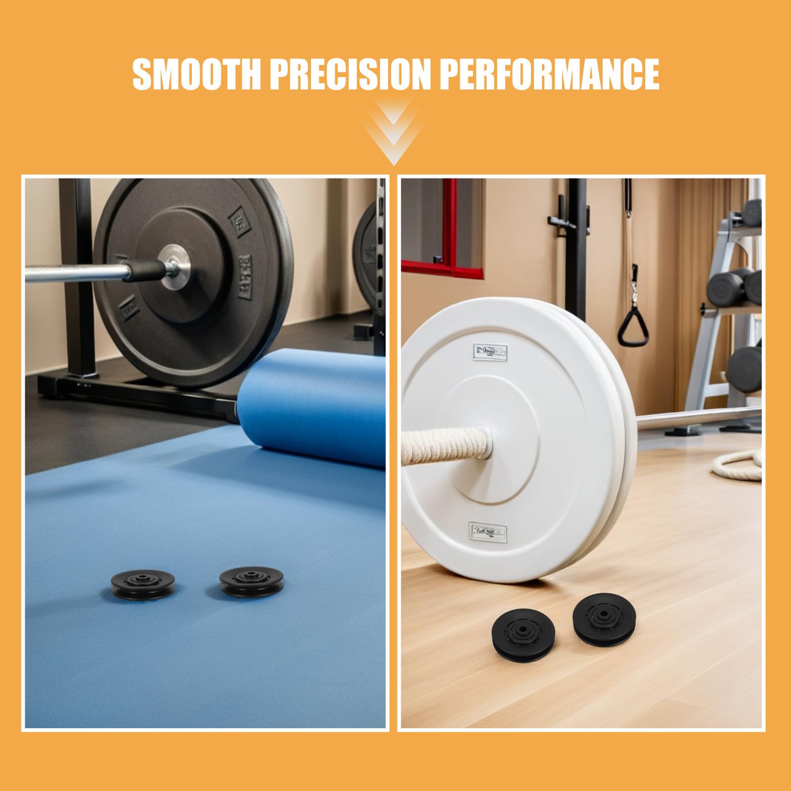 Juego de 8 Poleas Negras para Equipos de Fitness Cubierta Protectora Ruido, Material Pa6 Resistente para Máquinas de Gimnasio