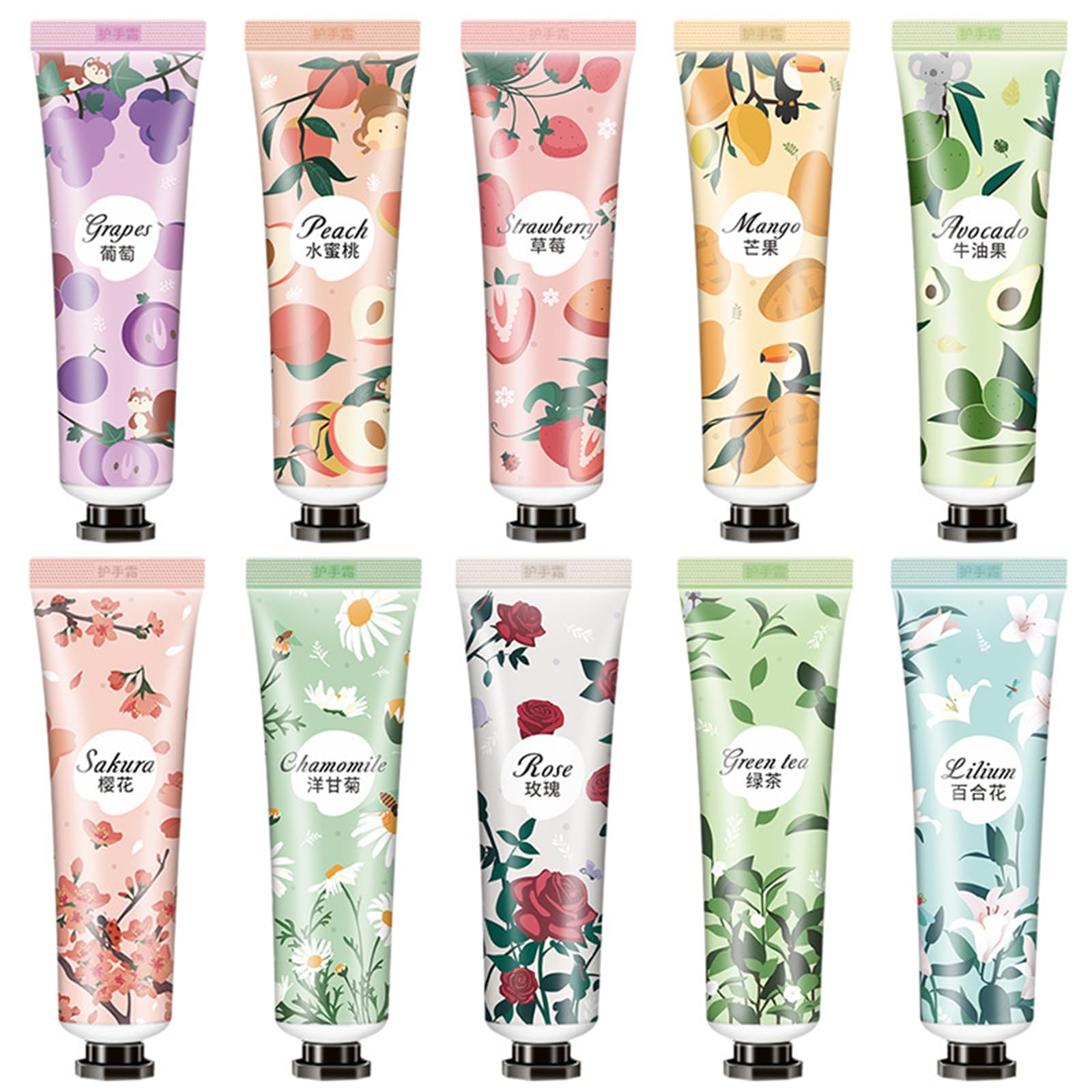 10 Pack Plant Fragrance Hand Cream, Moisturizing Hand Care Cream Gift Set, Mini Hand Lotion Travel Size in Bulk, Gifts for Women, Mom, Sister