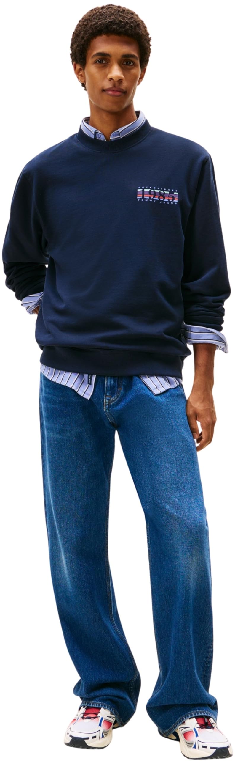 Tommy Jeans Herren Sweatshirt Entry Play mit Rundhalsausschnitt, Blau (Dark Night Navy), XS – Ansicht 5