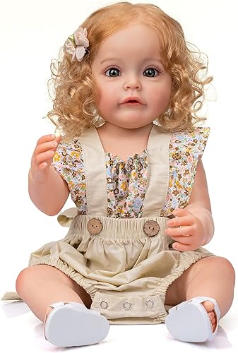 Miniatura 7 de iCradle Muñeca Reborn de 22 pulgadas, realista, recién nacida, de cuerpo completo, impermeable, de silicona, para niños a partir de 3 años