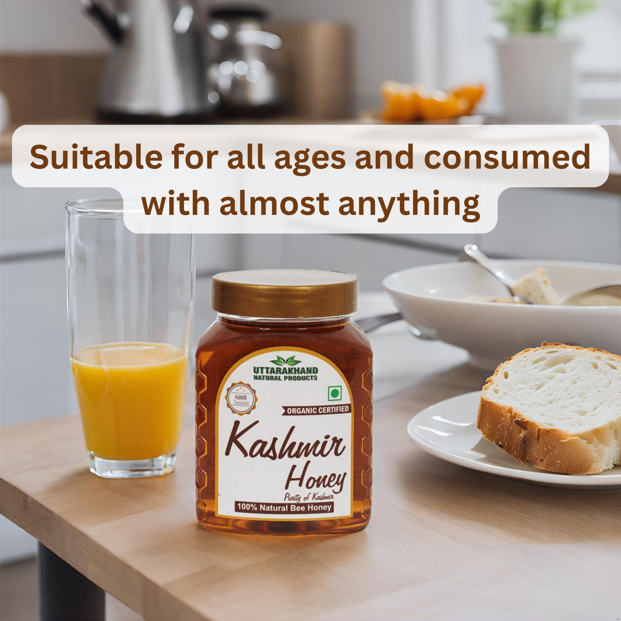 UTTARAKHAND NATURAL PRODUCTS Kashmir Honey 500gm (Pack of 2) | NMR Tested | Organic Certified | ISO Certified | Pure and Natural (2x500gm) 4