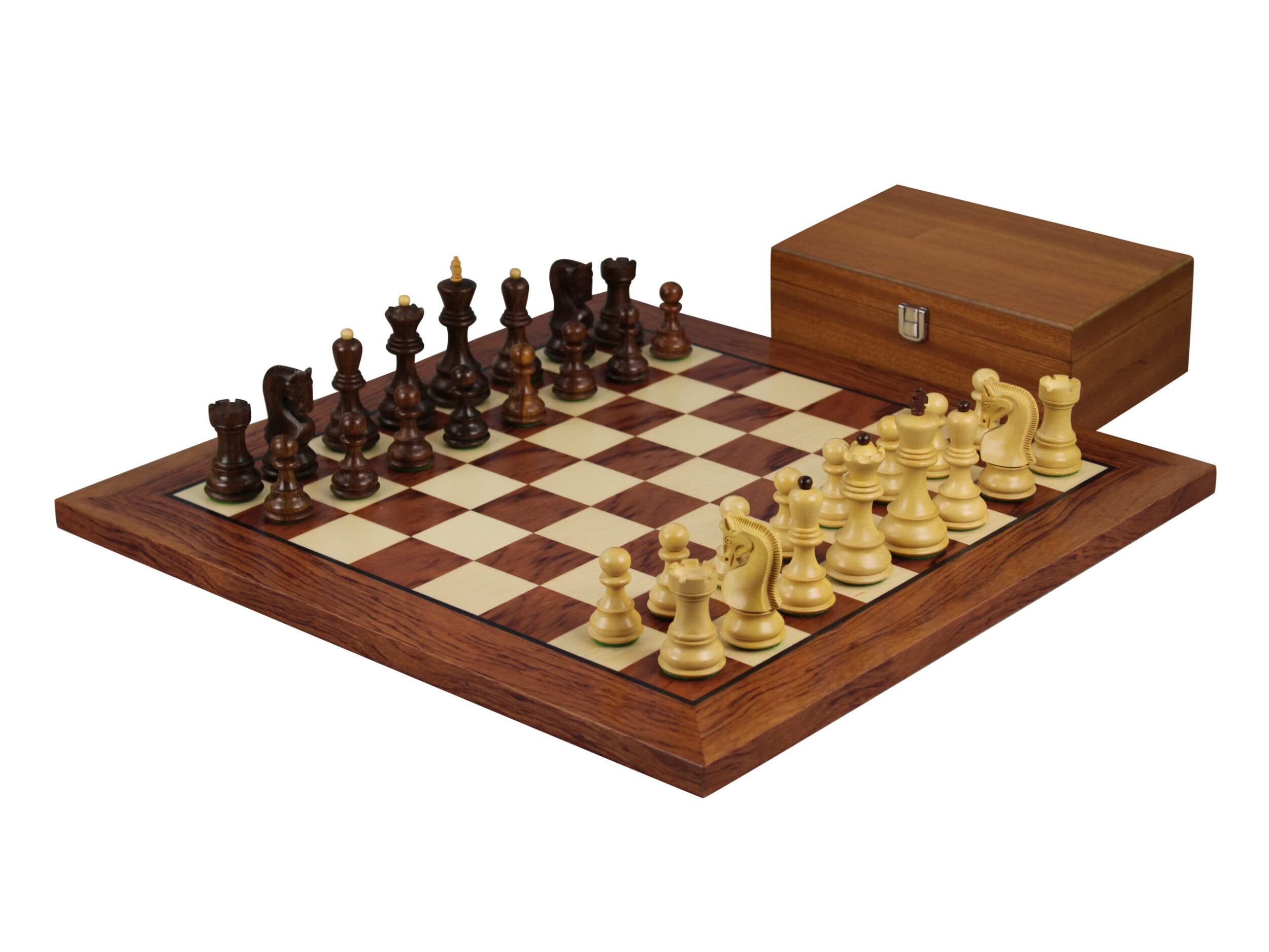 Set di scacchi in legno di Helena con scritta in lingua inglese "Grandmaster", in palissandro, 50,8 cm, peso di Sheesham Zagabria, Staunton, scacchiera in mogano, 9,5 cm