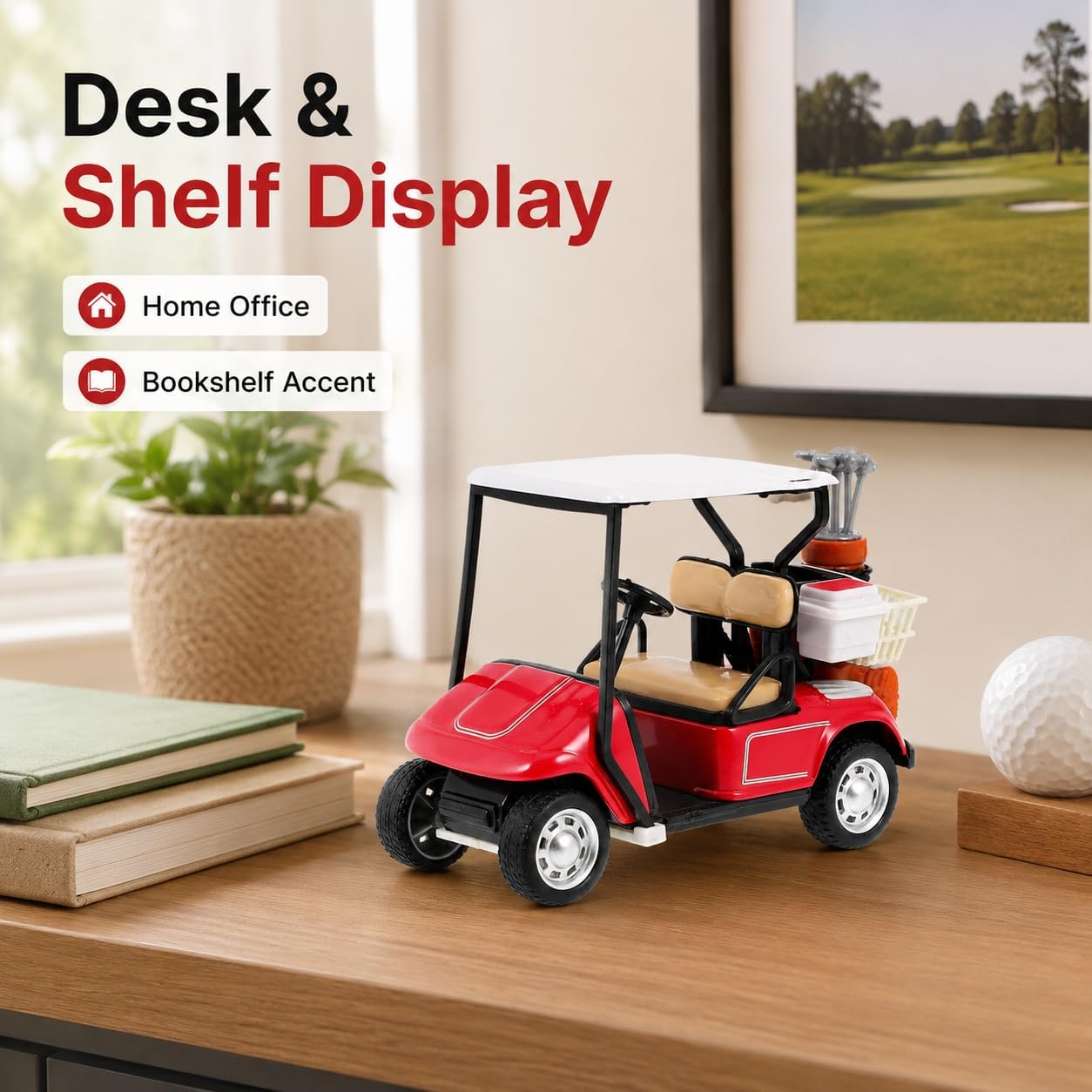 FAVOMOTO Mini Golf Cart Model, 1:36 Scale Die Cast Metal Golfcart Vehicle Ornament Pullback Action Toy Collectible for Golf Party Birthday Decor Cake Toppers image 2