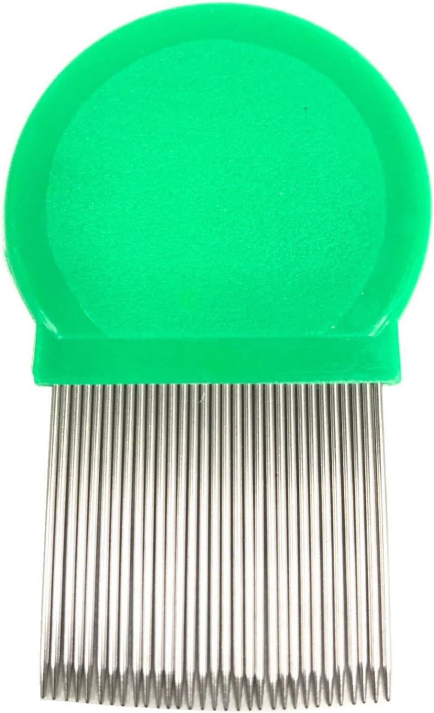 HTBRUSH GREEN Head Lice Headlice Treatment Comb Flea Eggs Remover Long Metal Teeth Pet Dog Cat UK FAST POST