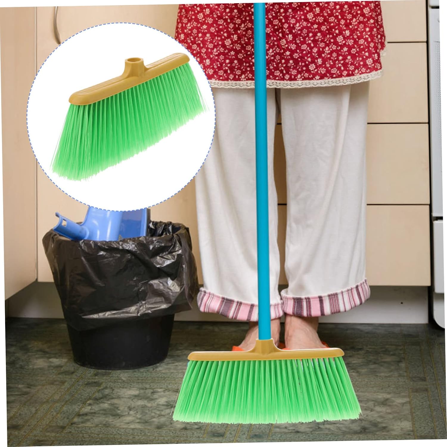 Mikinona Replacement Broom Head Plastic Sweeper Head for Household Cleaning Compatible with Standard Broom Poles for Multi Scene Use Kitchen Floor and Room Cleaning