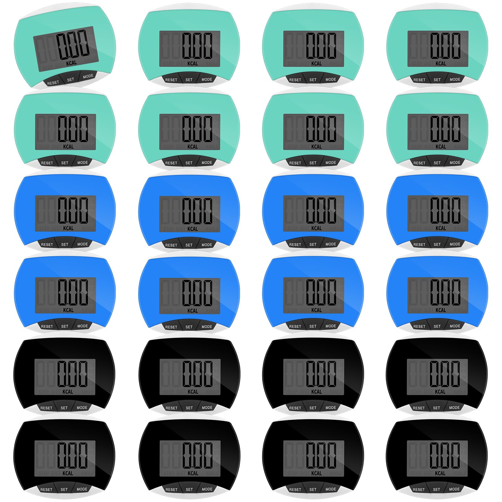 Copkim Lot de 24 podomètres pour la marche en vrac LCD avec compteur de calories brûlées, portable, avec précision, pour femmes, hommes, adultes, jogging, randonnée, course à pied, marche