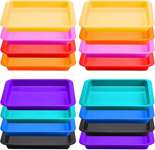 Tatuo 16 bandejas de arte de plástico para niños, bandejas grandes de manualidades para el aula, 14 x 10 x 2 pulgadas, organizador de papel,