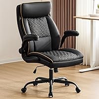 Vista 11 de Silla de oficina de cuero, silla de escritorio para computadora con soporte lumbar, ajuste de altura, cómodas sillas de tareas excutivas 400 libras