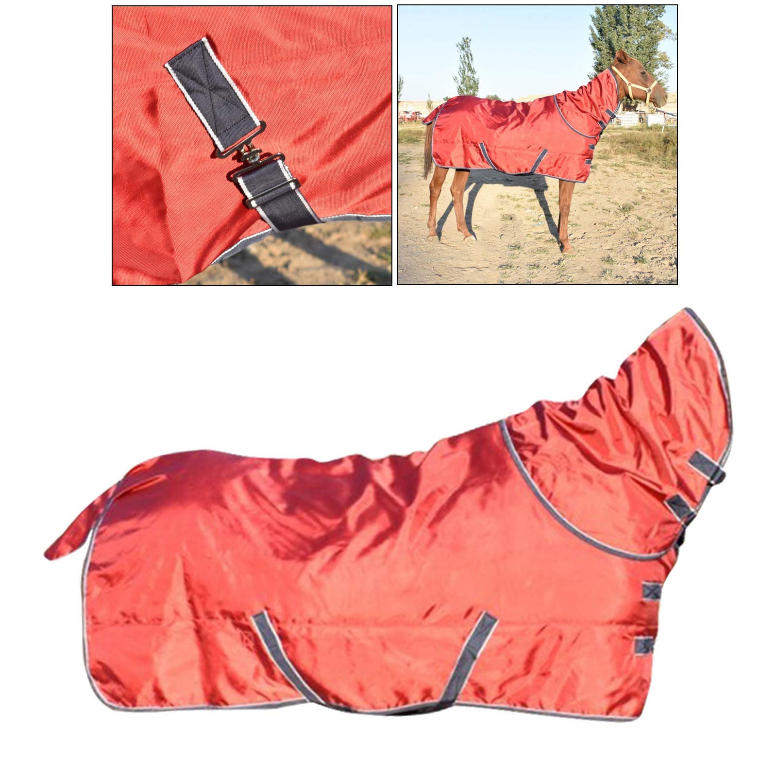 Coperta invernale per cavalli, impermeabile, per esterni, morbida, invernale, con cavallo (rosso, 140 cm)