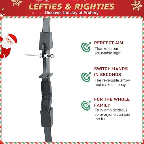 Vista 7 de 40" Youth Bow and Arrow Set for Kids 8-12 & Teens - Ambidextrous Recurve Archery Gear with Safety Arrows - Toys for Ages 8-13, Backyard Games Gift