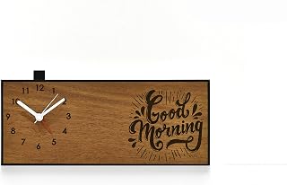 Modern Alarm Clock - Laser Engraved Wood - Analog - No Ticking - Good Morning - Gift for Dad - Office Desk - Creative Gift - Housewarming