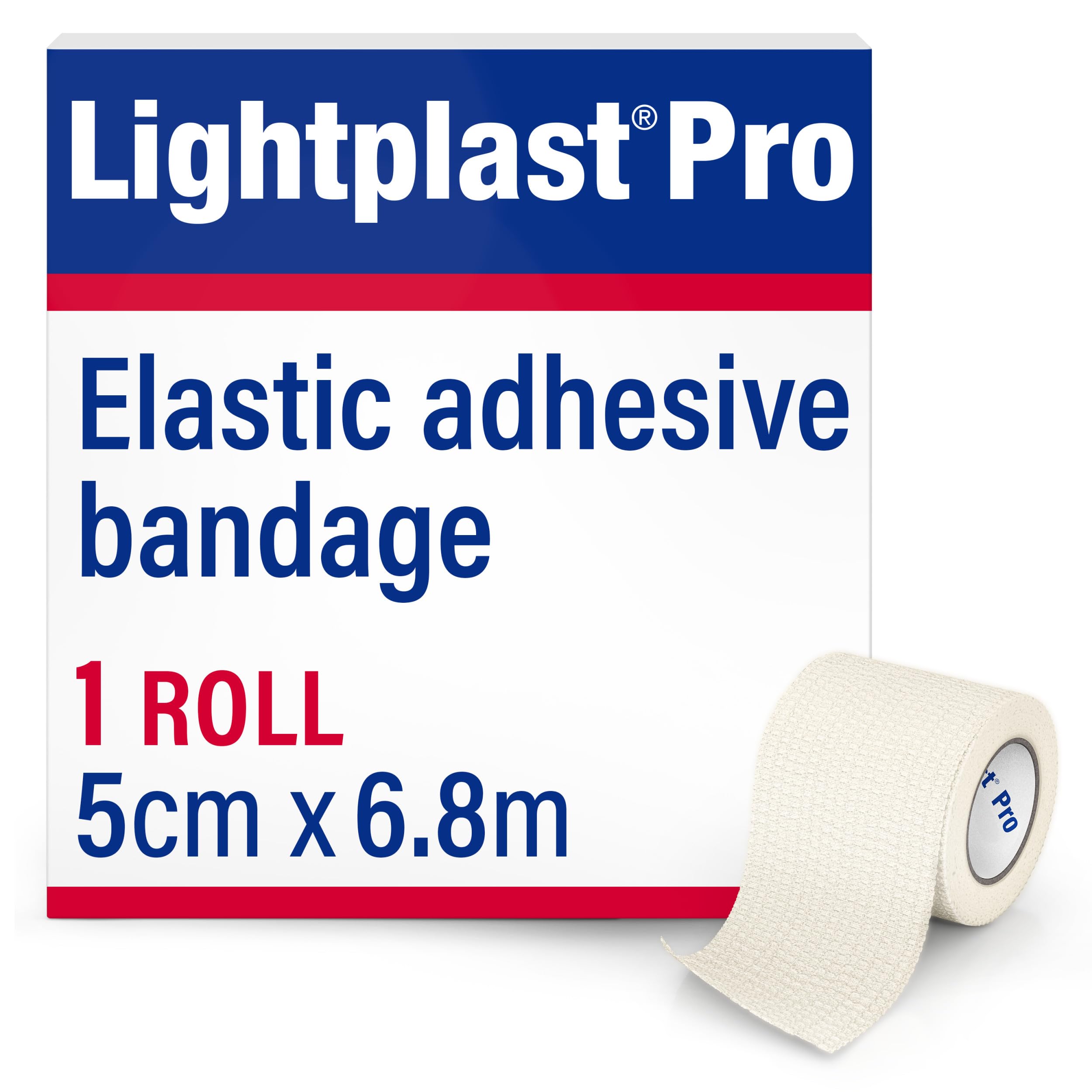 Lightplast Pro EAB Tape with Light to Medium Support for Joints, 5 cm x 6.8 m, White, 1 Roll