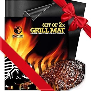Mountain Grillers BBQ Grill Mat Non-Stick - Heavy Duty BBQ Grilling Mats for Gas Grill or Charcoal - Nonstick Grill Mat Outdoor Easy Use - Reusable Set of 2 Grill BBQ Mat