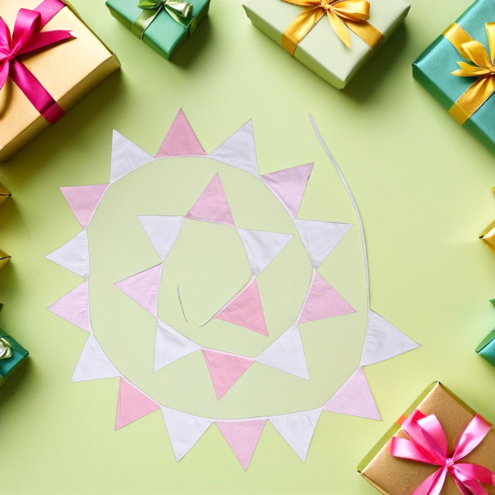 VILLCASE 2 Piezas Banderines Diseño Encantador de Algodón Triangulares y Atmósfera Festiva para de Fiesta Infantil y Boda para Cumpleaños y