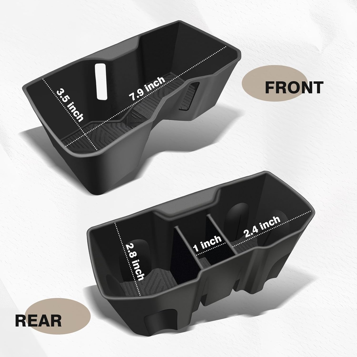 Muslogy Center Console Front&Rear Cup Holder Inserts Compatible with 2024 2025 2026 Toyota Tacoma Accessories Middle Console and Rear Armrest CupHolder Silicone Rubber Organizer 2PCS Set