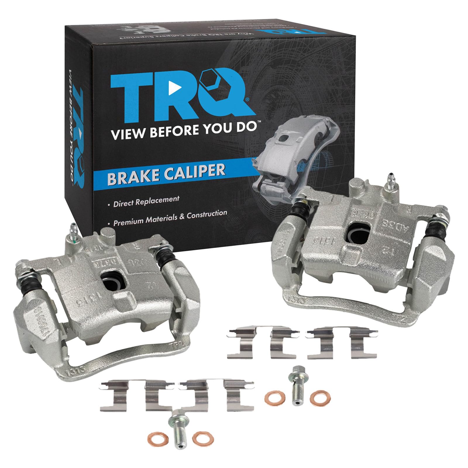 TRQ Rear Brake Caliper Set Zinc Coated Brackets Hardware Compatible with 2005-2006 Saab 9-2X 2004-2008 Subaru Forester 2004-2007 Impreza