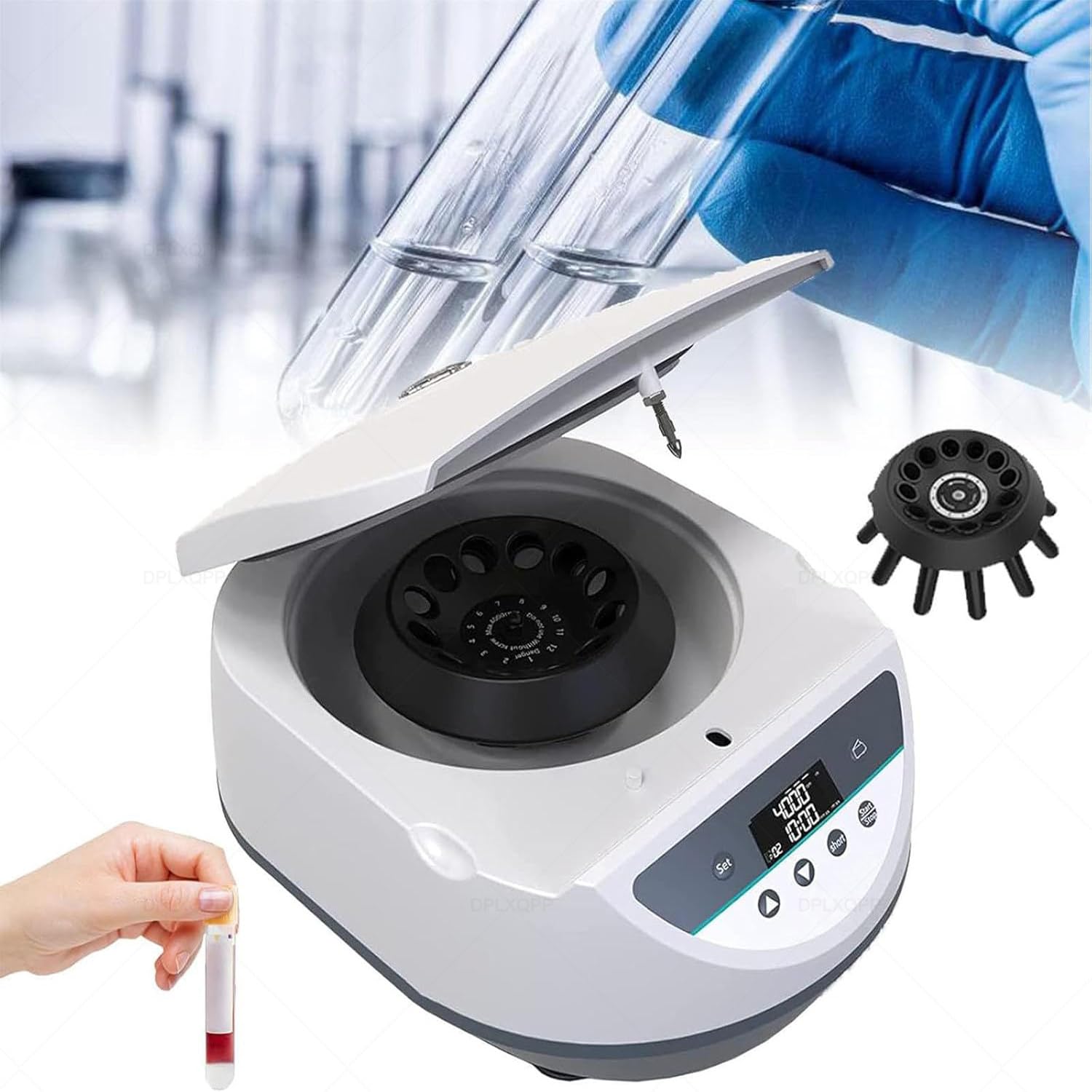 Máquina centrífuga de sobremesa de baja velocidad, 500-4000 RPM ajustable con pantalla LCD digital, capacidad para 12 tubos de 10 ml para laboratorio, aplicaciones médicas y educativas
