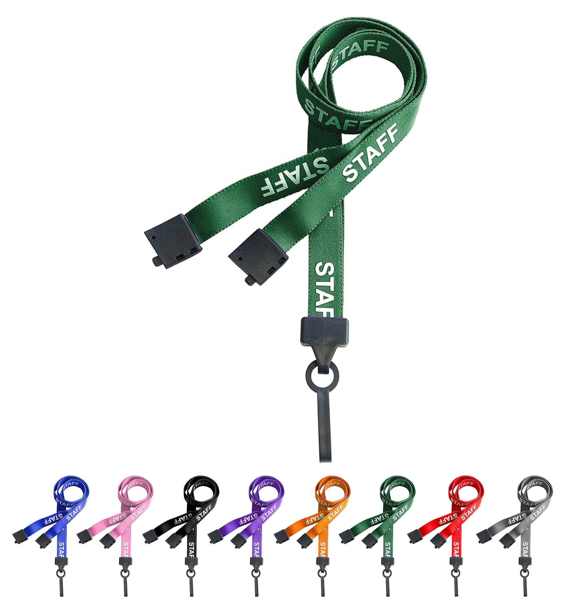 PCL Media ltd® Green Staff Neck Strap Lanyard ID Card Holder with Plastic Clip and Safety Breakaway Catch - (Pack of 50) Staff Lanyard