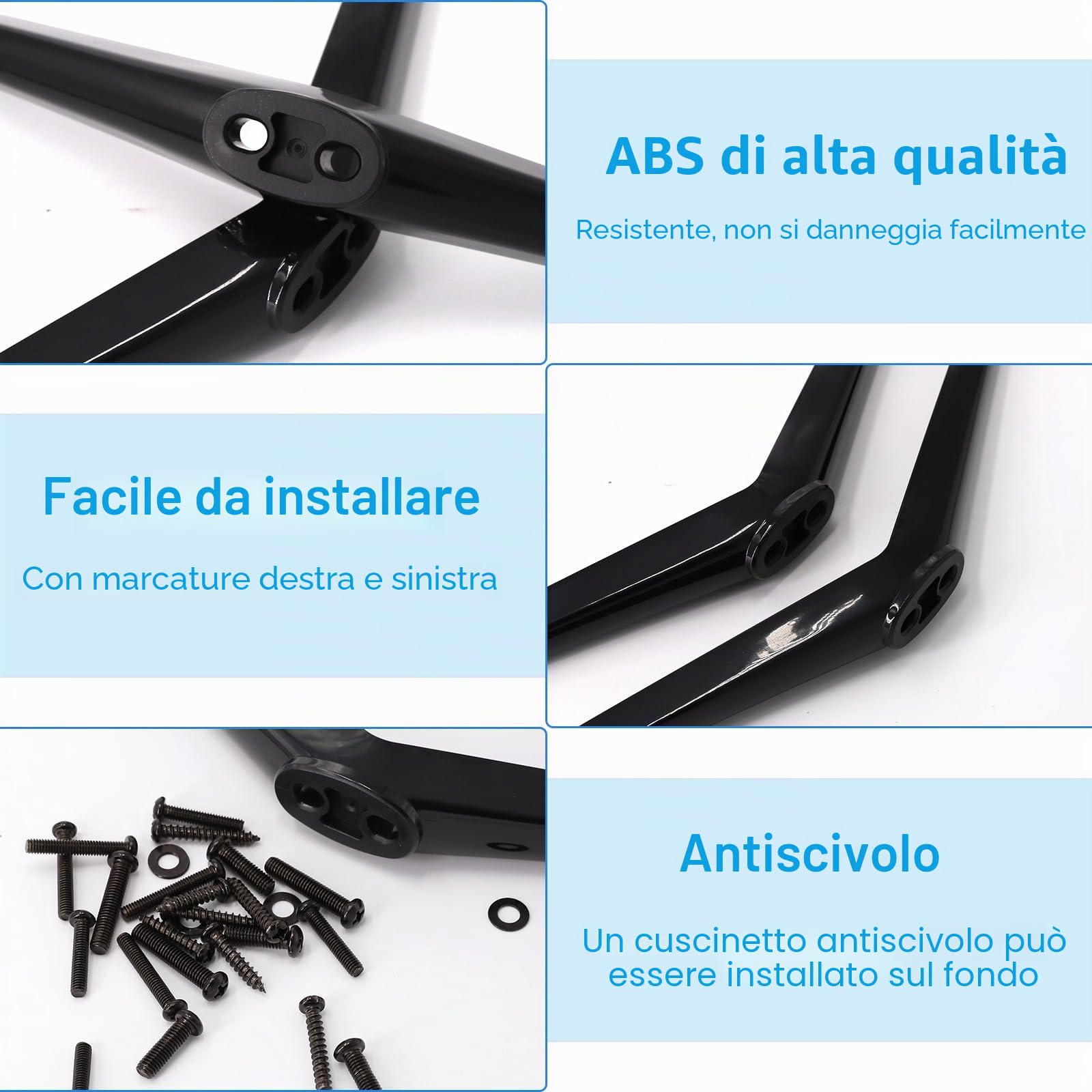 Supporti universali per TV, piedini 20-65 pollici, gambe di supporto, set viti (nero)