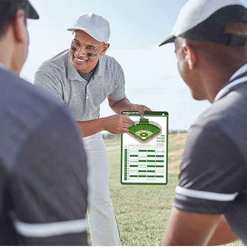 Miniatura 7 de Juego de tablero magnético de béisbol con 100 hojas de alineación de tarjetas, 80 pestañas de alineación, 2 ganchos a presión, 2 marcadores de