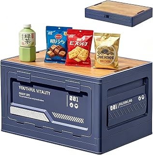 コンテナ ボックス 折り畳み キャンプ コンテナ 横開き 木蓋付き 開閉ロック ハンドル設計 組み立て簡単 多機能 アウトドア 収納ケース