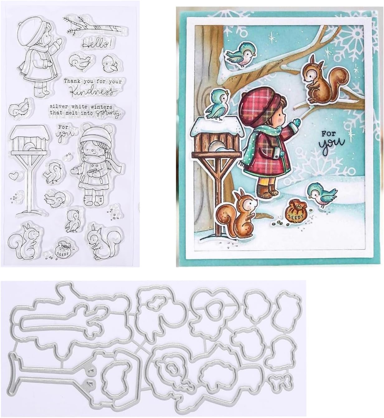Winter Girl Stamps and Dies Set for Card Making,Clear