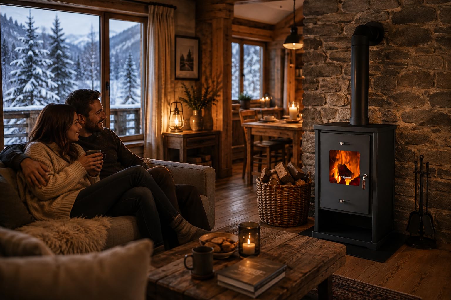 Prometey EEK A+ 96175 - Stufa a legna da 10,2 kW, colore: antracite, altezza 79 cm, larghezza 50 cm, profondità 42 cm, 64 kg