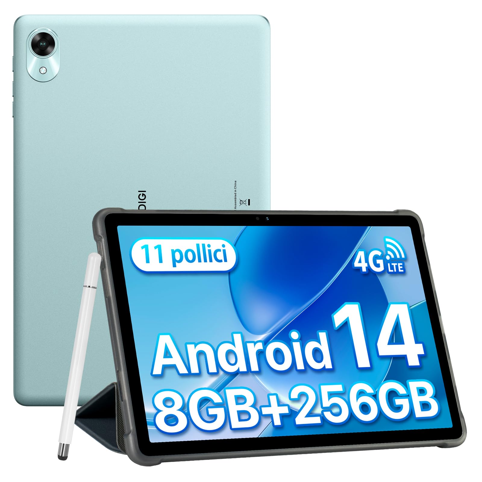 UMIDIGI Tablet Android 14, Tablet 11 Pollici 8(4+4) GB RAM+256GB ROM/TF 1TB, 4G Dual SIM Tablet in Offerta, 7200mAh, Tablet PC Octa Core/GPS/13MP/BT5.0/OTG/Face ID, G9 Tab Tablet con Penna-Verde