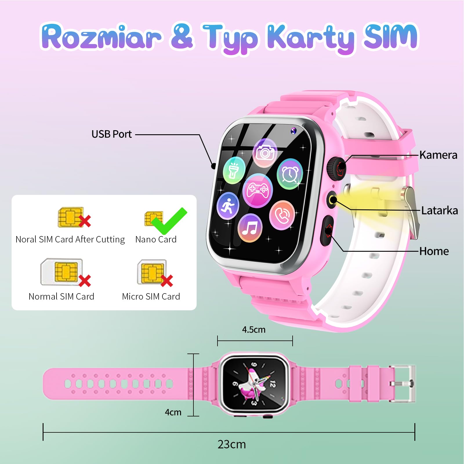 Smartwatch dla Dzieci z 26 Gry Telefon Pedometr Kalorie SOS Budzik Zegarek HD Camera Muzyka Wideo Stoper Inteligentny Zegarek dla Dzieci na Dzień Szkoły Prezenty Urodzinowe