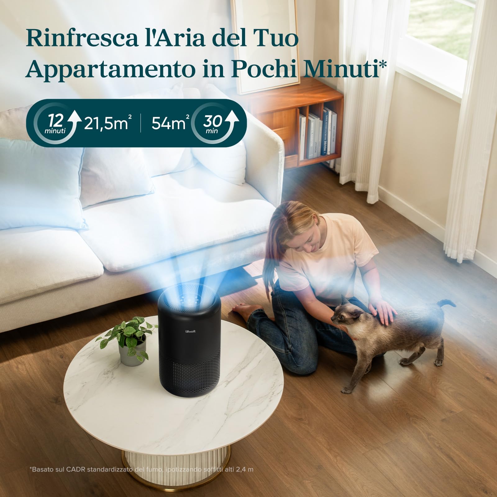 Levoit Purificatore d'Aria Smart per Allergie, CADR 258m³/h, 54㎡, Nero — immagine 7 di 16