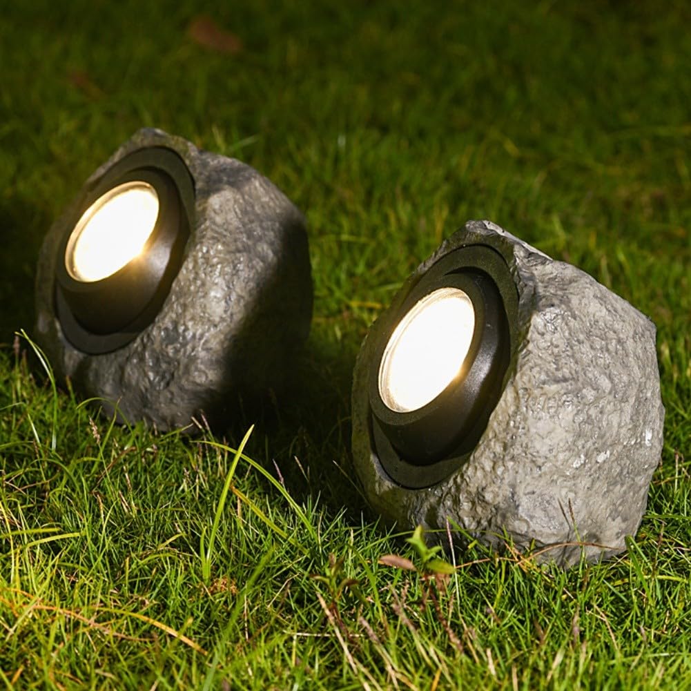 Lampe en pierre solaire étanche IP65 avec kit de montage LED (comme sur la photo)