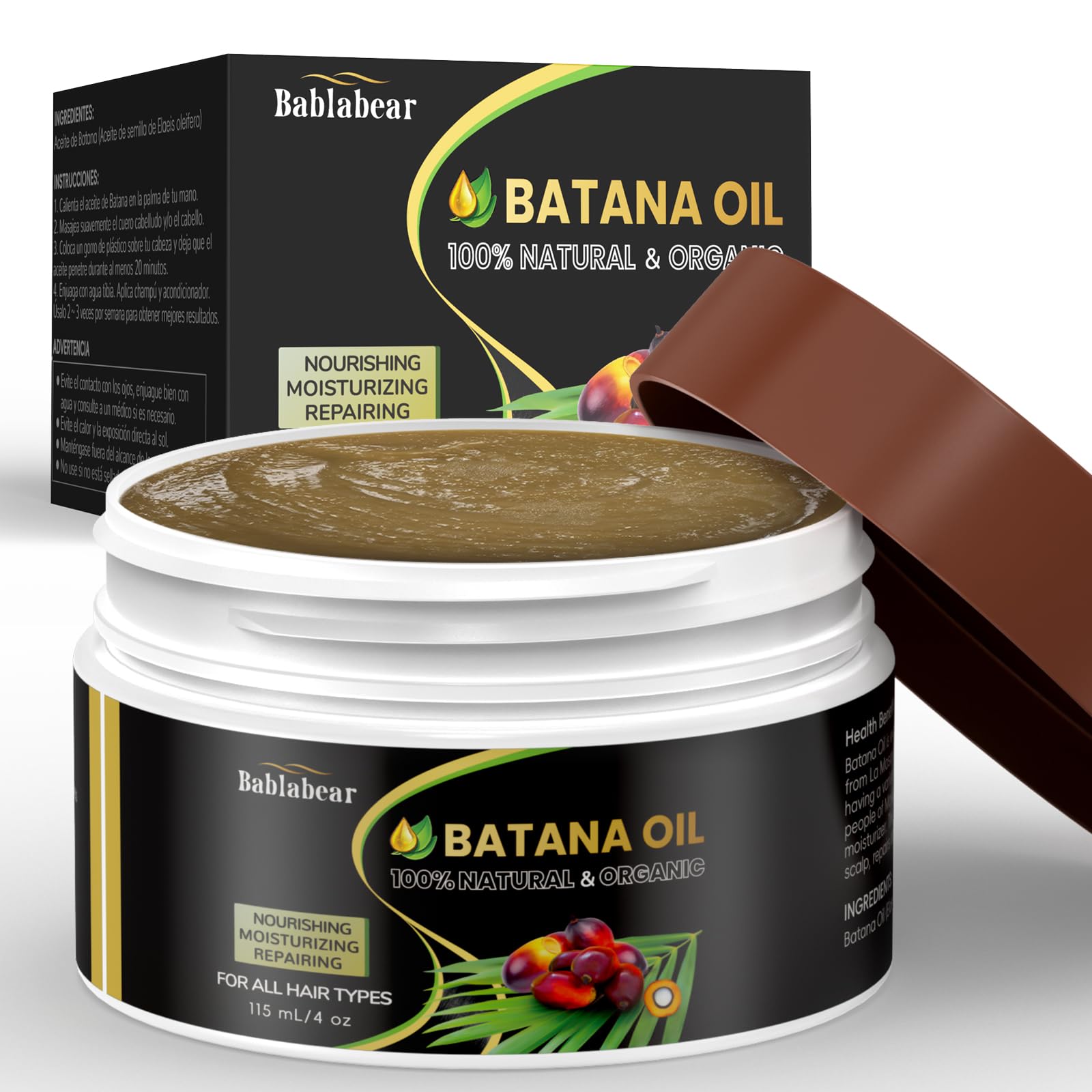 Raw Batana Oil, Prevent Hair Dryness and Frizz＆ Damaged Hair, Nourish Hair Scalp and Skin, Hair Oil for Men＆Women 4oz