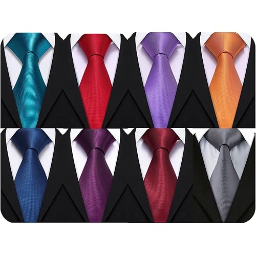 Barry.Wang Men's Ties Set Silk Wedding Neckties Woven Silk Formal Business Casual(4/6/8PCS)