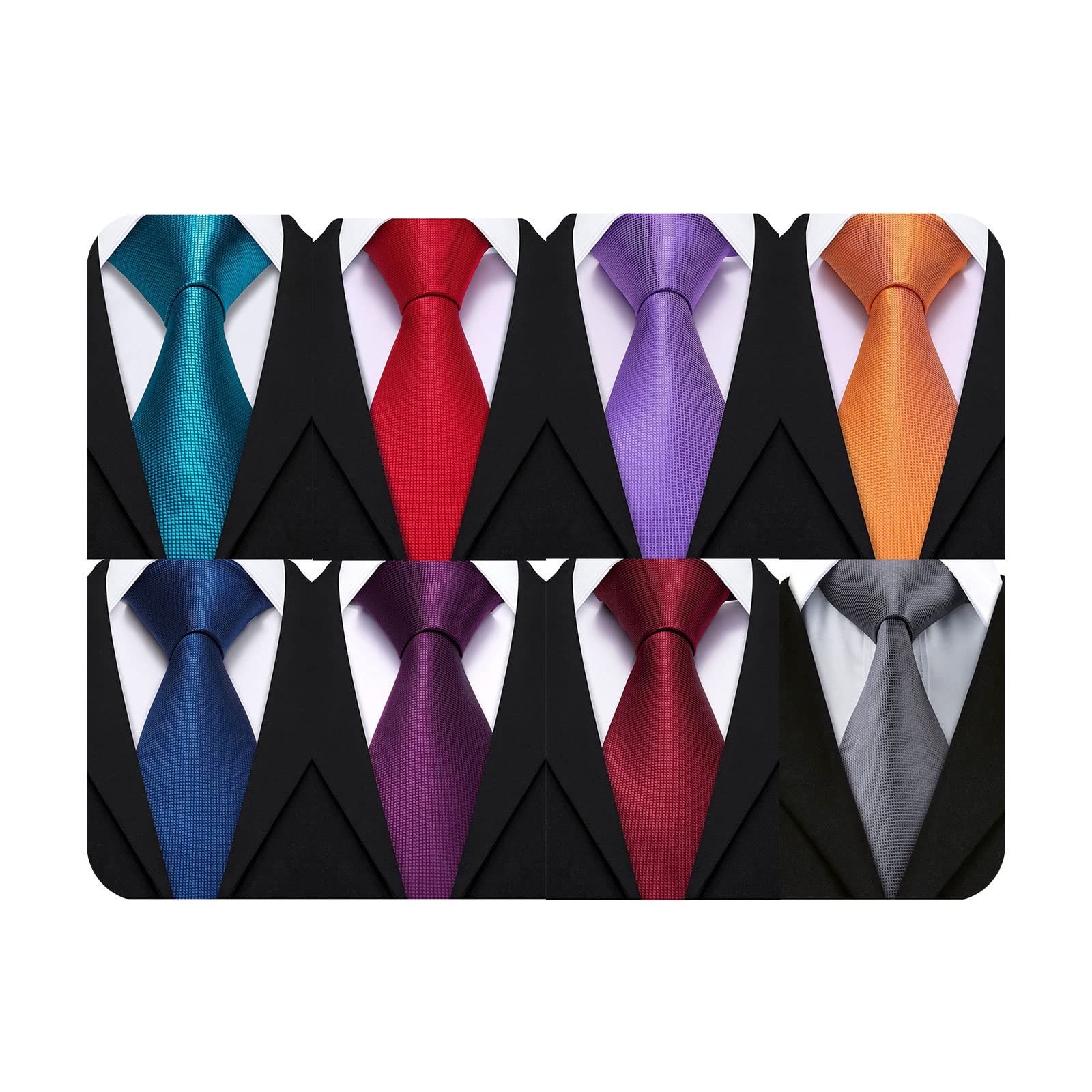 Barry.Wang Men's Ties Set Silk Wedding Neckties Woven Silk Formal Business Casual(4/6/8PCS)