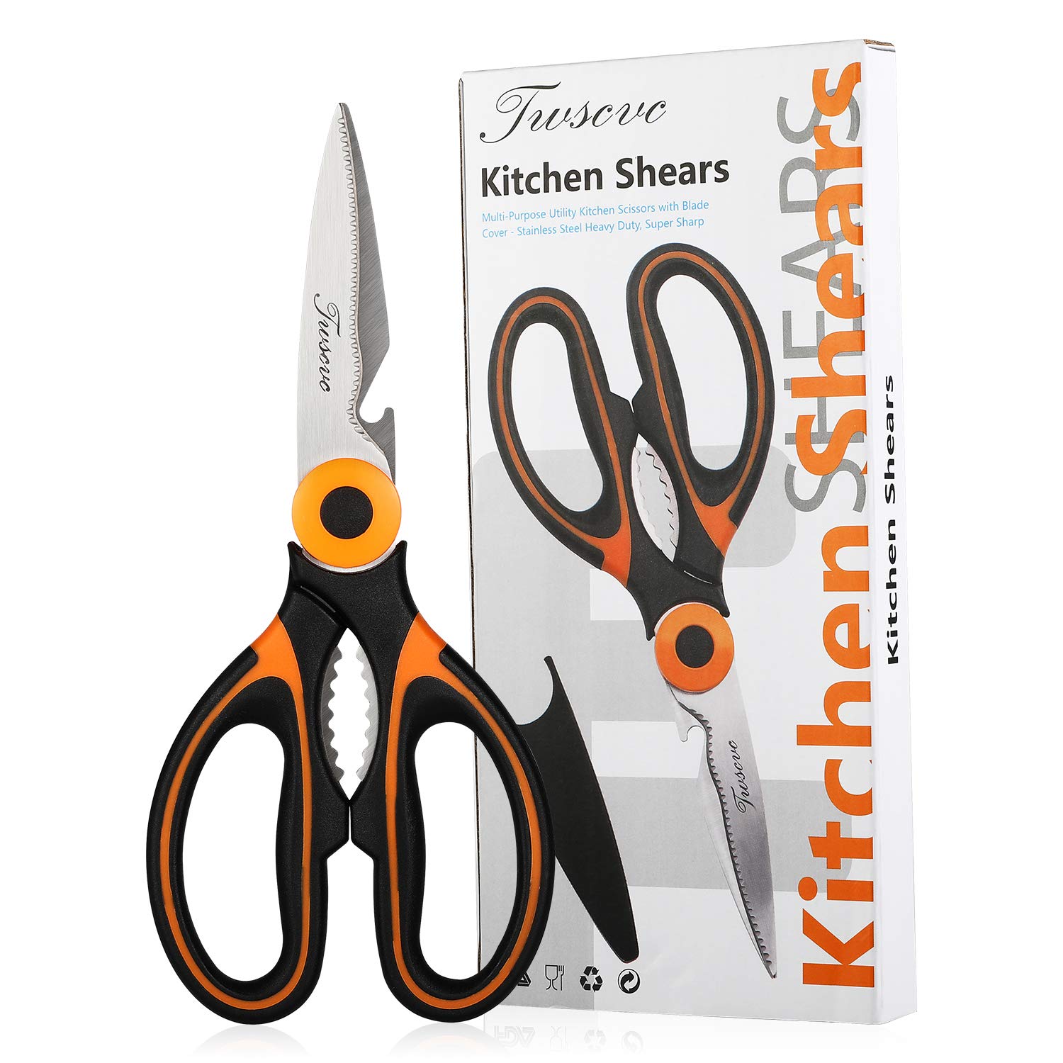Kitchen Scissors,TWSCVC Heavy Duty Multifunction Kitchen Shears Ultra Sharp Stainless Steel Scissors for Chicken,Poultry,Fish, Meat,Vegetables & Herbs