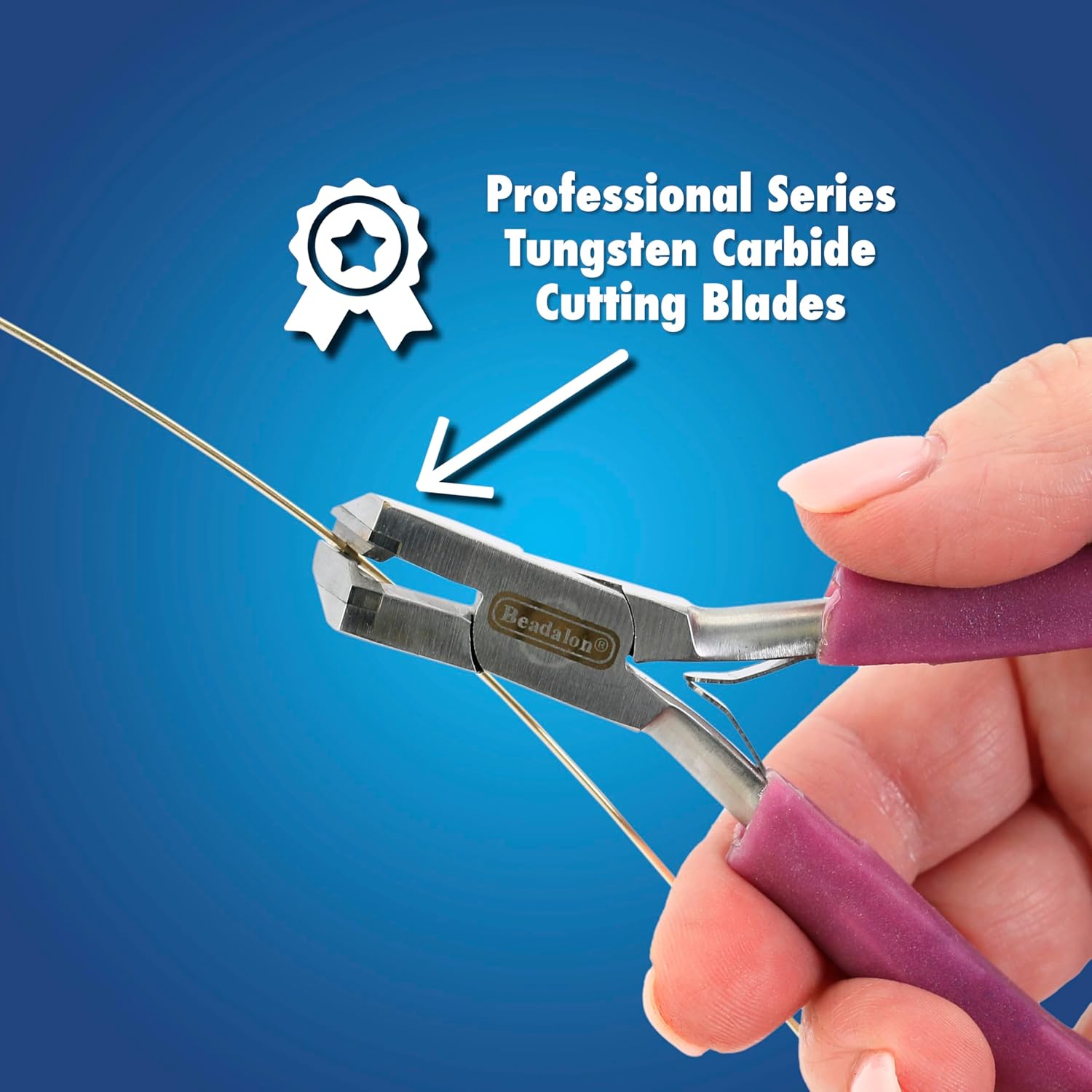 Beadalon Professional Series Tungsten Carbide Jaw Hard Wire Bypass Flush Cutter, Purple Vinyl-Free Grips, Stainless Steel, cuts up to 18 gauge Wire, 5 in