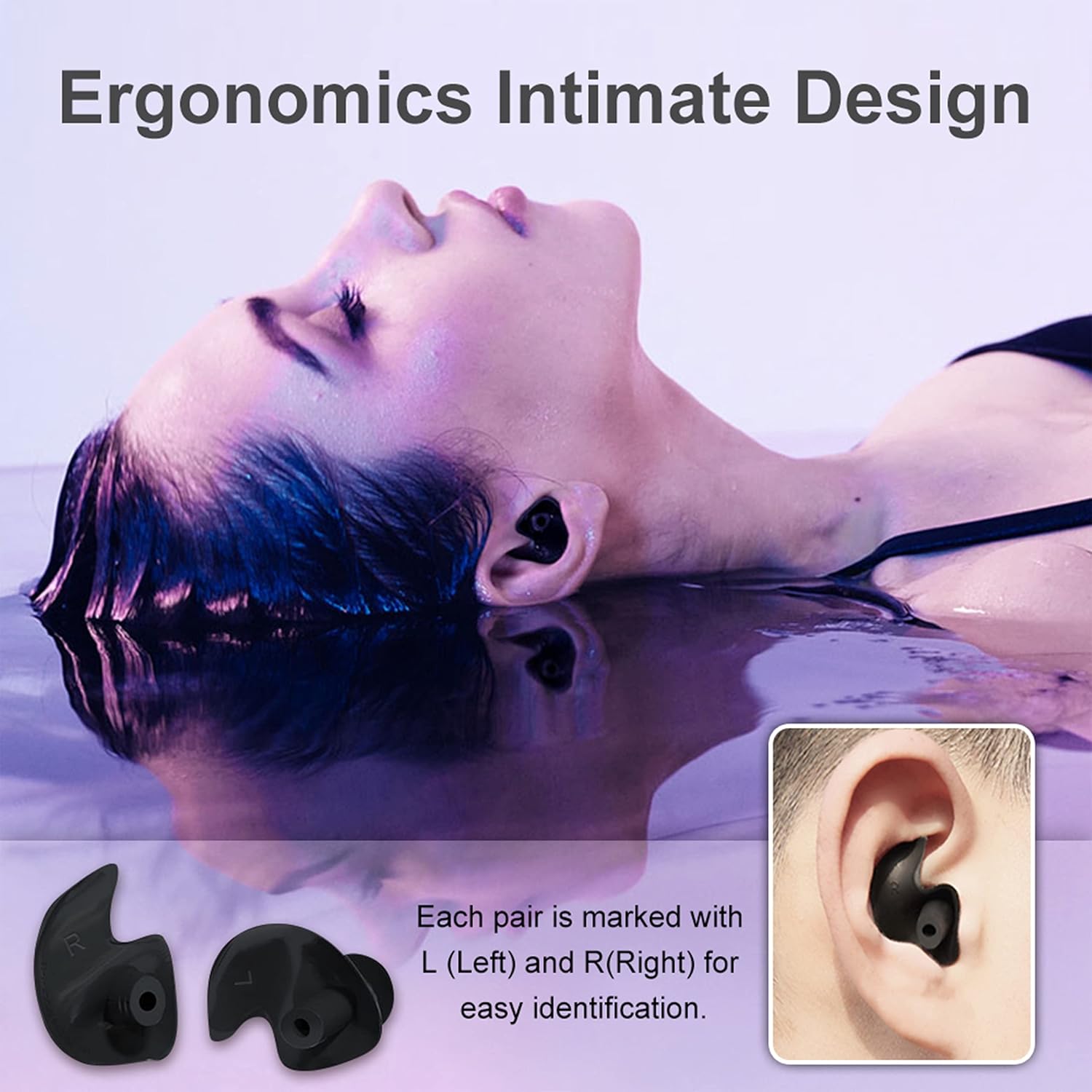 Swimming Ear Plugs,3 Pairs Professional Waterproof Reusable Silicone Earplugs for Swimming Surfing Snorkeling Showering for 14+ and Adult : Health & Household
