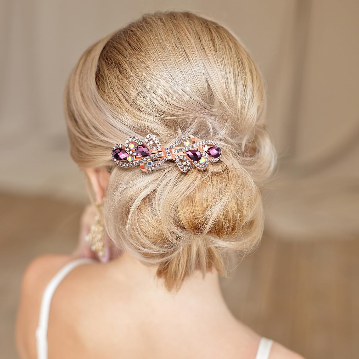 Geyoga 6 Pieces Vintage Hair Barrettes for Women Retro Flower French Pearl Crystal Rhinestones Clips Hair Pins for Women Styling Accessories(Bright Style) - Image 4