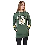 Ultra Game NFL Official Women\'s Super Soft Oversized Hoodie Sweatshirt Pullover Tunic, Green Bay Packers, Team Color, Small