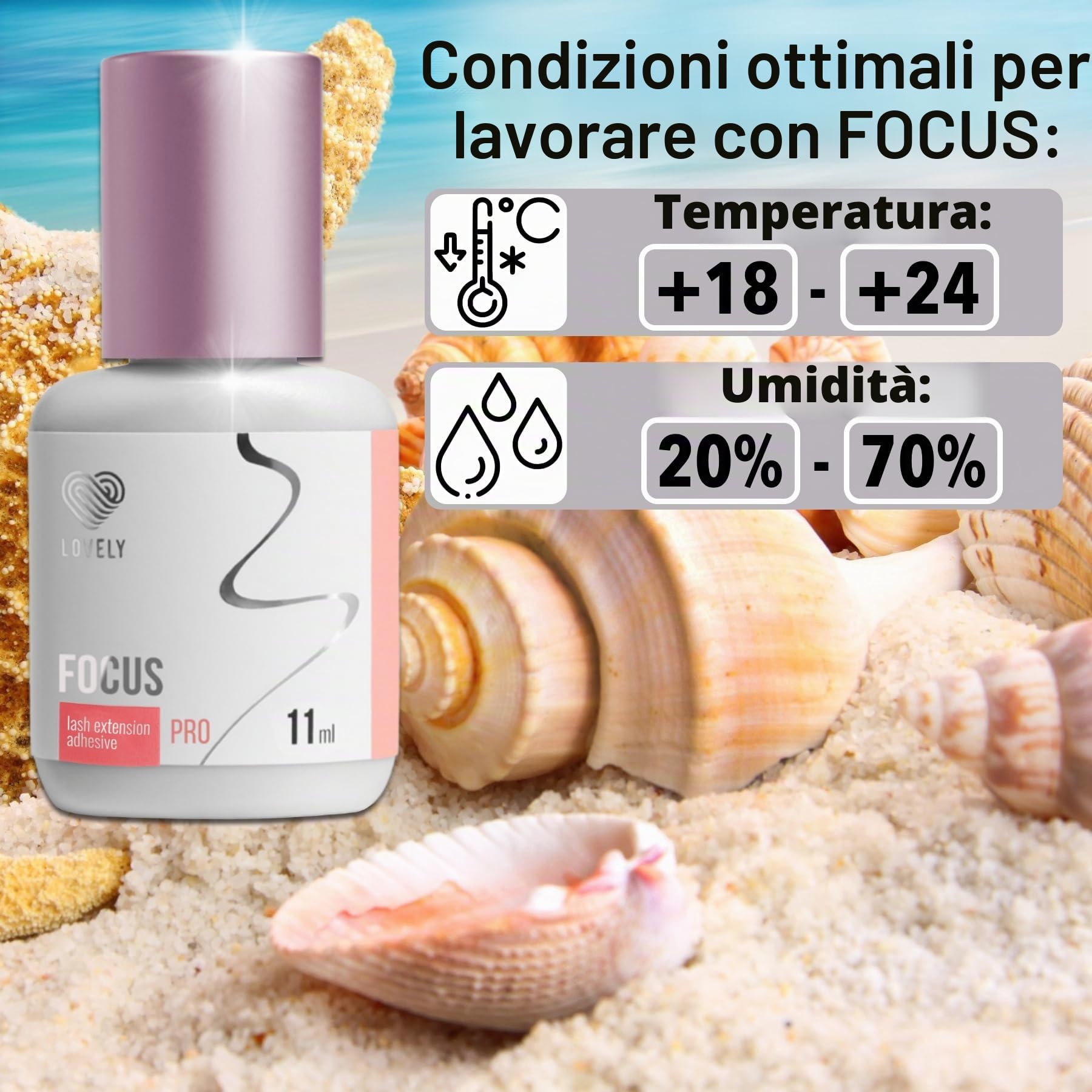 LOVELY FOCUS Colla per ciglia (11ml, colore: NERO) colla fulminea, tempo di asciugatura: 0,5 secondi, adesione di 8 settimane, durevole, per extension ciglia professionali