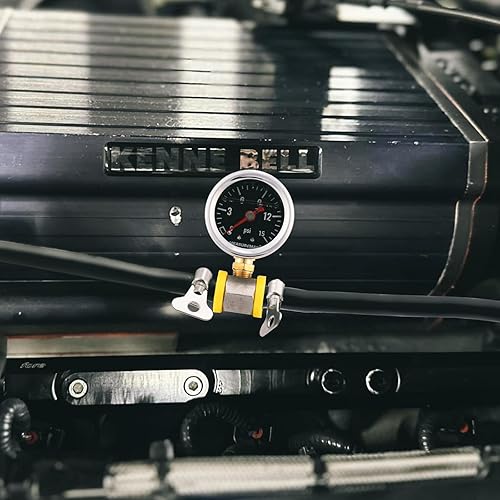 Miniatura 52 de MEASUREMAN - Manómetro de presión de combustible, 0 a 15 psi, acero inoxidable, relleno de glicerina, esfera negra de 1.5 pulgadas, adaptador en T