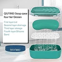 Vista 2 de Soporte para jabón, contenedor de viaje con tapa, sellado fuerte, a prueba de fugas, plato portátil con bolsa y banda de silicona, estuche de bar