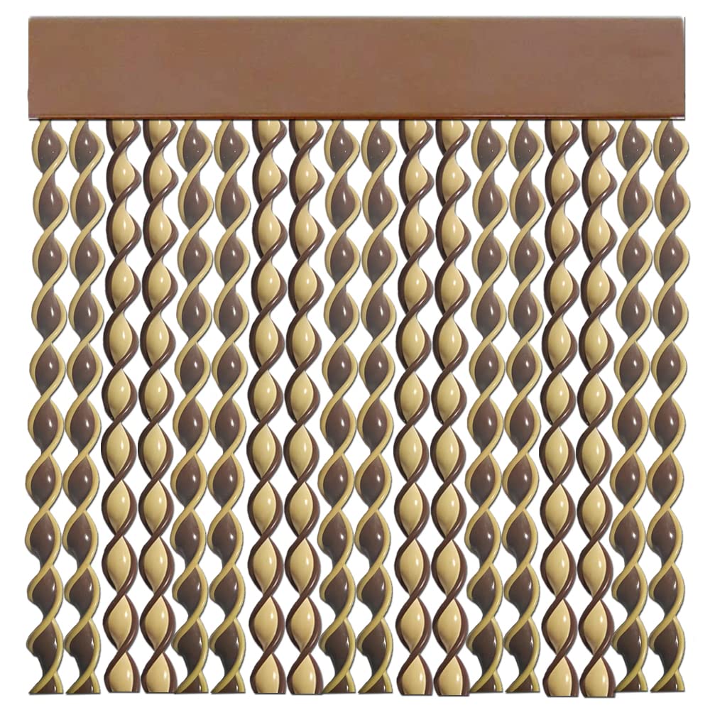 Tenda esterna con cordino marrone e beige per porte anti insetti | Pertoni TENDE (larghezza 120 x 230 cm (lunghezza)