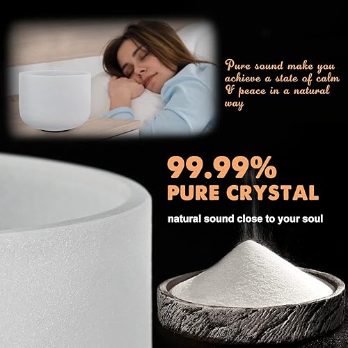 Miniatura 2 de 432HZ - Juego de 3 cuencos de cristal de cuarzo de 8 a 12 pulgadas, 8 pulgadas, B, 10 pulgadas, E, 12 pulgadas, C, con bolsa