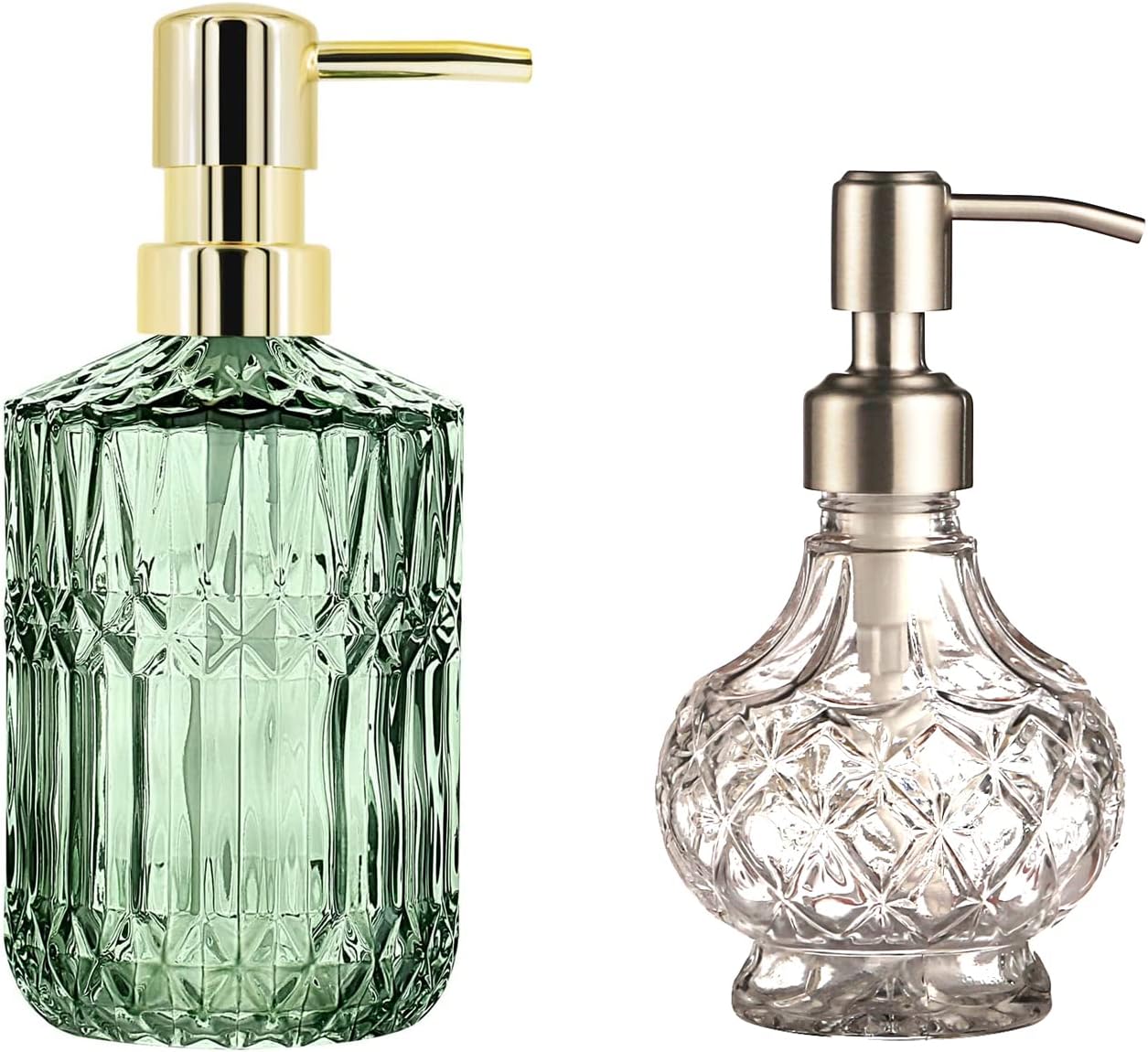 Amazon.com: YunNasi Glass Soap Dispensers with Pump, Crystal Design, Vintage and Elegant ...