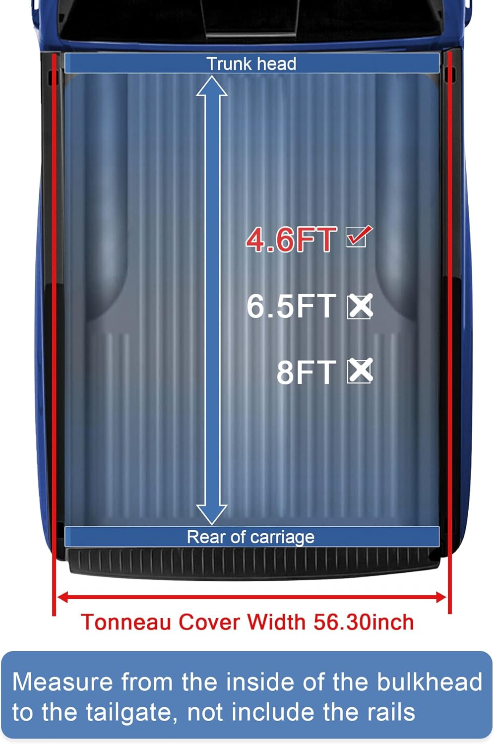 JDMSPEED Soft Tri-Fold Truck Bed Tonneau Cover Compatible with 2022 2023 Ford Maverick 4.6FT Tonneau Cover Bed,Truck Bed Cover with LED Light and 118 inch Waterproof Strips