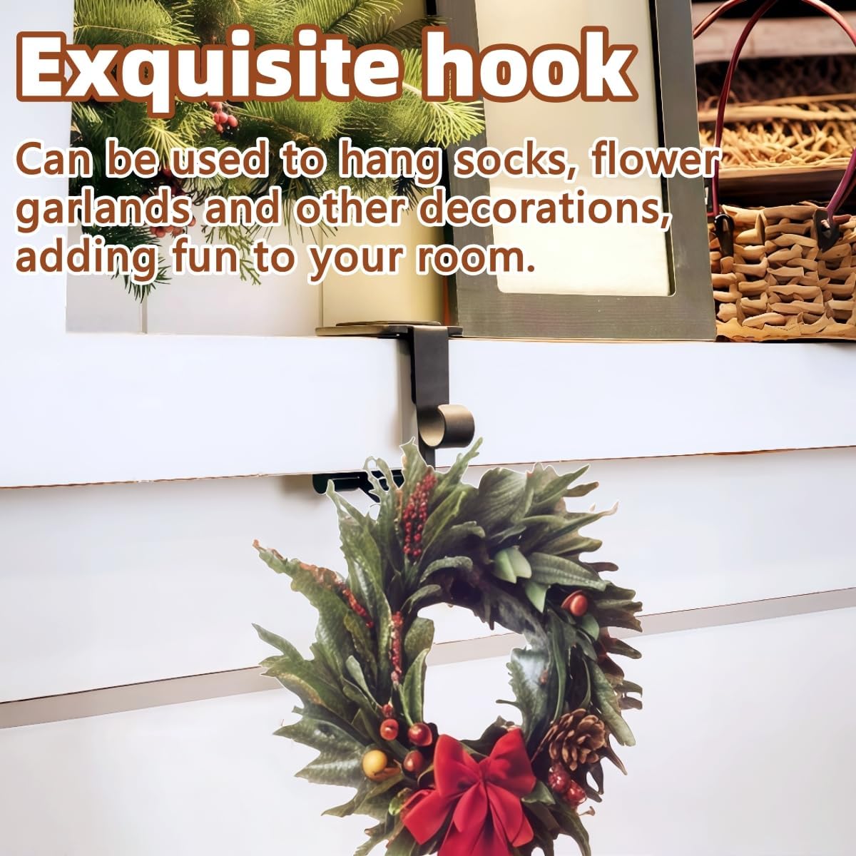 Fireplace Stocking and Garland Hanger, Adjustable Length, for Festivals, Birthday Parties (3)