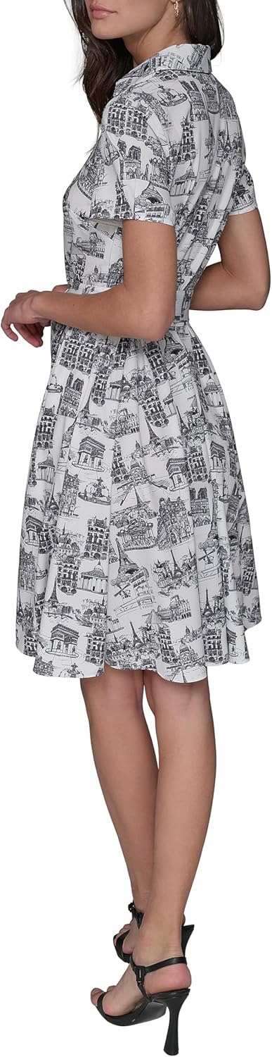 Karl Lagerfeld Womens Short Sleeve Surplice Neck Faux Wrap Belted Mini Dress - Image 4